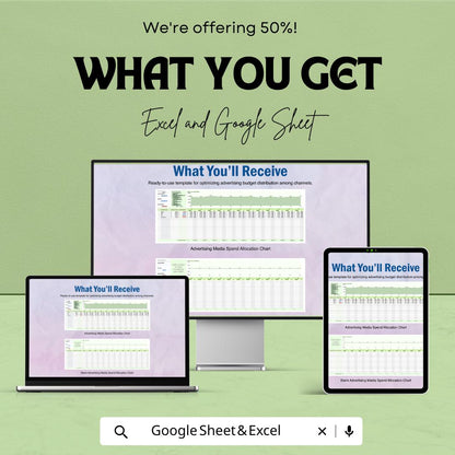 Advertising Media Spend Allocation Chart Template | Excel and Google Sheets | Marketing Budget Planner | Media Spend Tracker | Ad Budget