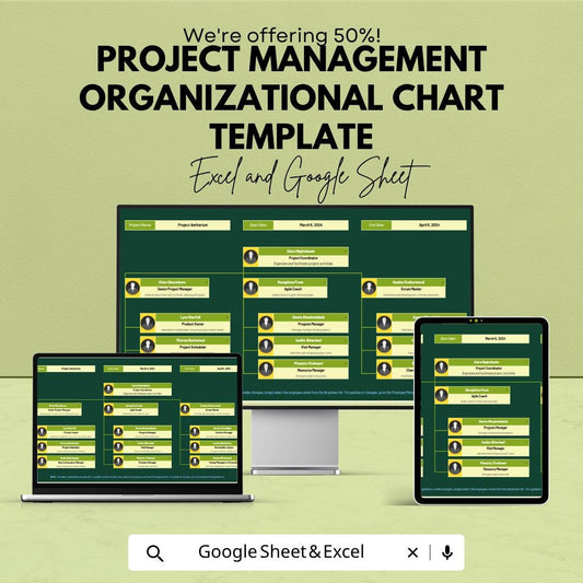 Project Management Organizational Chart Template | Team Structure Template | Project Workflow Planner