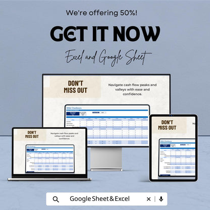 Uneven Cash Flow Template Excel & Google Sheets | Cash Flow Forecast Spreadsheet | Financial Planning Tracker | Business Budget Planner