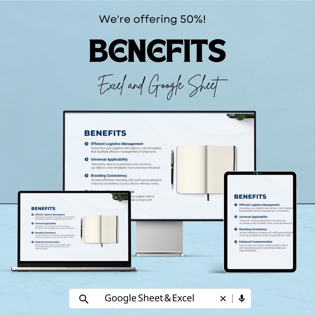 Delivery Receipt Note Template | Excel & Google Sheets | Editable Delivery Form | Goods Received Note | Shipment Record Template