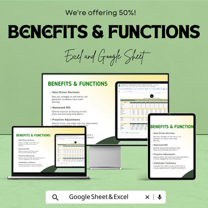 Marketing Event ROI & Metrics Dashboard Template | Event Marketing Tracker | KPI and Analytics Spreadsheet | Event Performance Dashboard