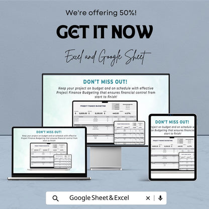 Project Finance Budgeting Template | Project Cost Budget Planner | Financial Planning Template | Capex & Opex Budget Tool