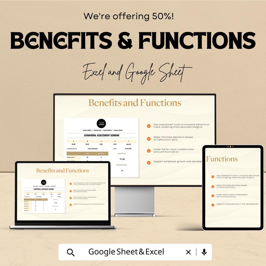 Behavioral Assessment Scoring Sheet HR Template | Excel & Google Sheets Employee Evaluation Tool | Performance Scoring Dashboard