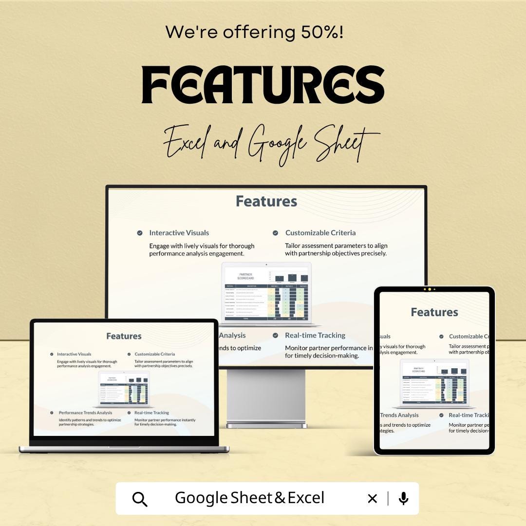 Partner Scorecard Template | Vendor Evaluation Spreadsheet | Supplier Performance Tracker | Business Analysis Tool