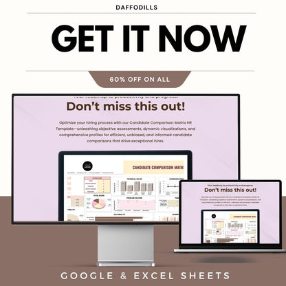 Candidate Comparison Matrix HR Template, Hiring Evaluation Tool, HR Dashboard, Candidate Scoring Sheet, Google Sheets Excel