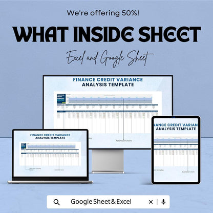 Finance Credit Variance Analysis Template | Credit Variance Tracker | Financial Analysis Spreadsheet | Business Finance Tool
