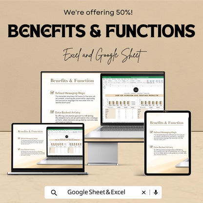 Job Ad A/B Testing Results Template | HR Recruitment Template | Job Ad Performance Tracker | Excel & Google Sheets HR Template |