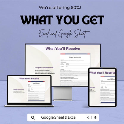 Couples Questionnaire Template | Relationship Workbook | Marriage & Dating Questions Form | Printable Relationship Survey