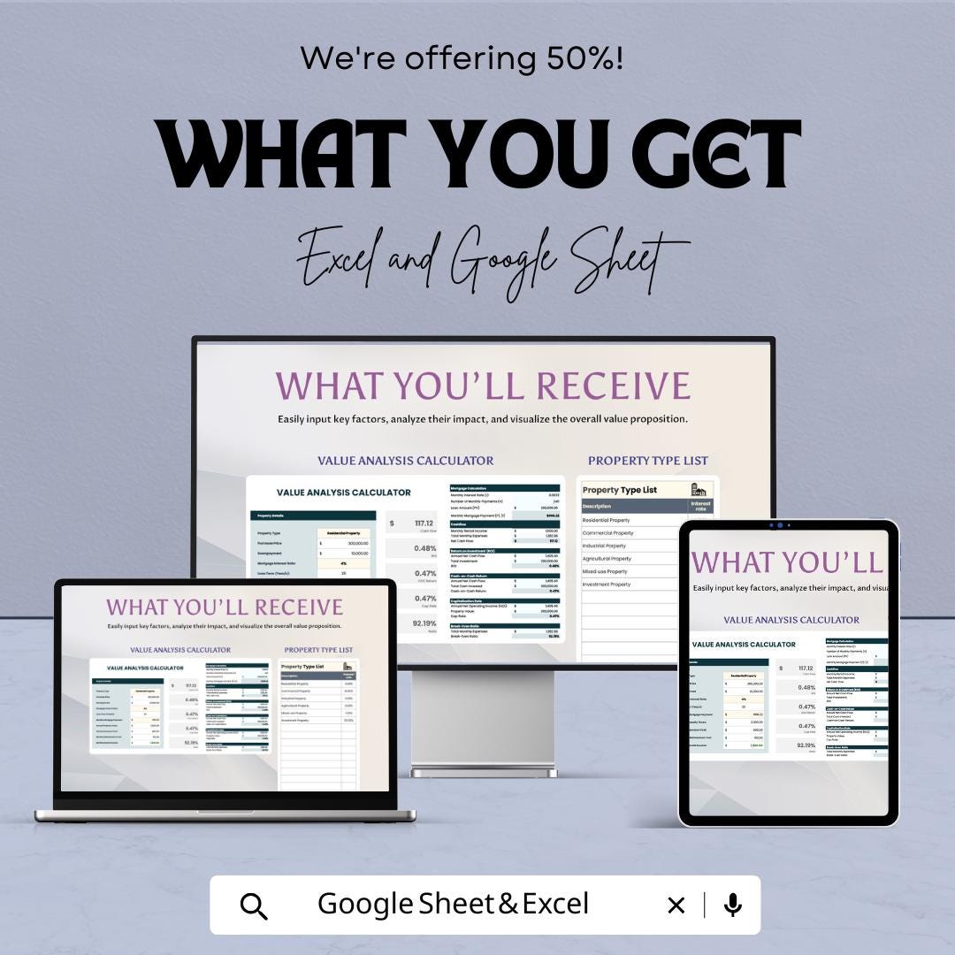 Property Value & ROI Calculator | Excel & Sheets