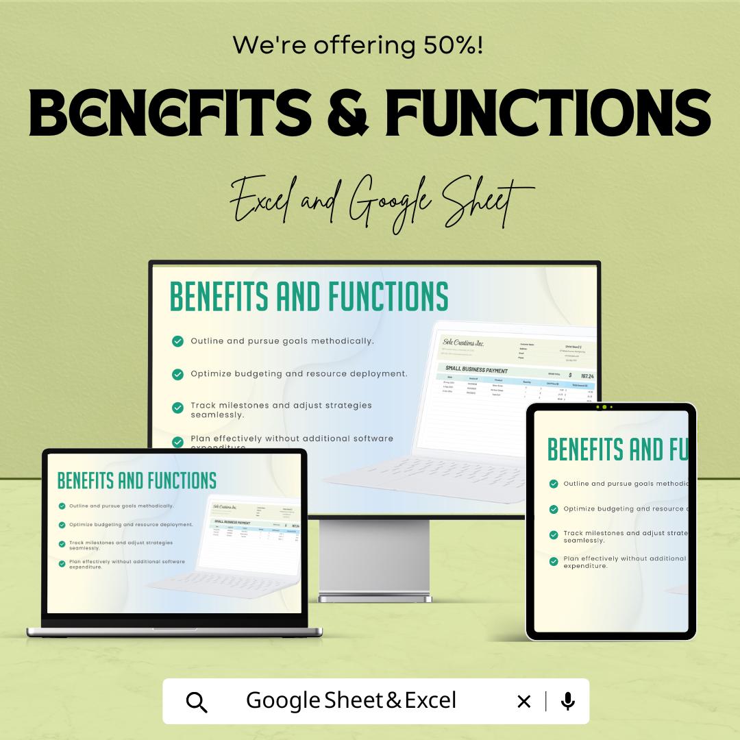 Small Business Payment Tracker Spreadsheet - Excel & Google Sheet Template for Payment Logs, Invoices, and Expenses