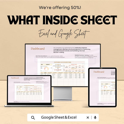 Expense Accounting Template | Excel & Google Sheets | Business Expense Tracker | Monthly Budget Log | Financial Management Spreadsheet