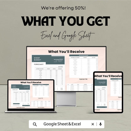 Event Budget Forecast Template | Event Budget Planner Spreadsheet | Expense Tracker | Google Sheets and Excel
