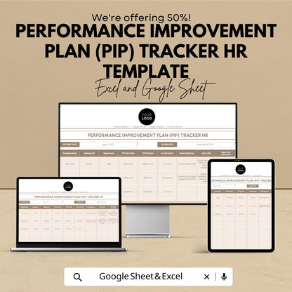 Performance Improvement Plan PIP Tracker HR Template , Employee Performance Tracker, HR Management Spreadsheet, PIp Plan Template