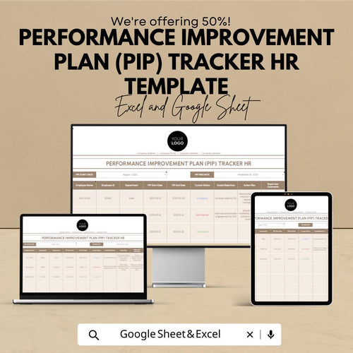 Performance Improvement Plan PIP Tracker HR Template , Employee Performance Tracker, HR Management Spreadsheet, PIp Plan Template