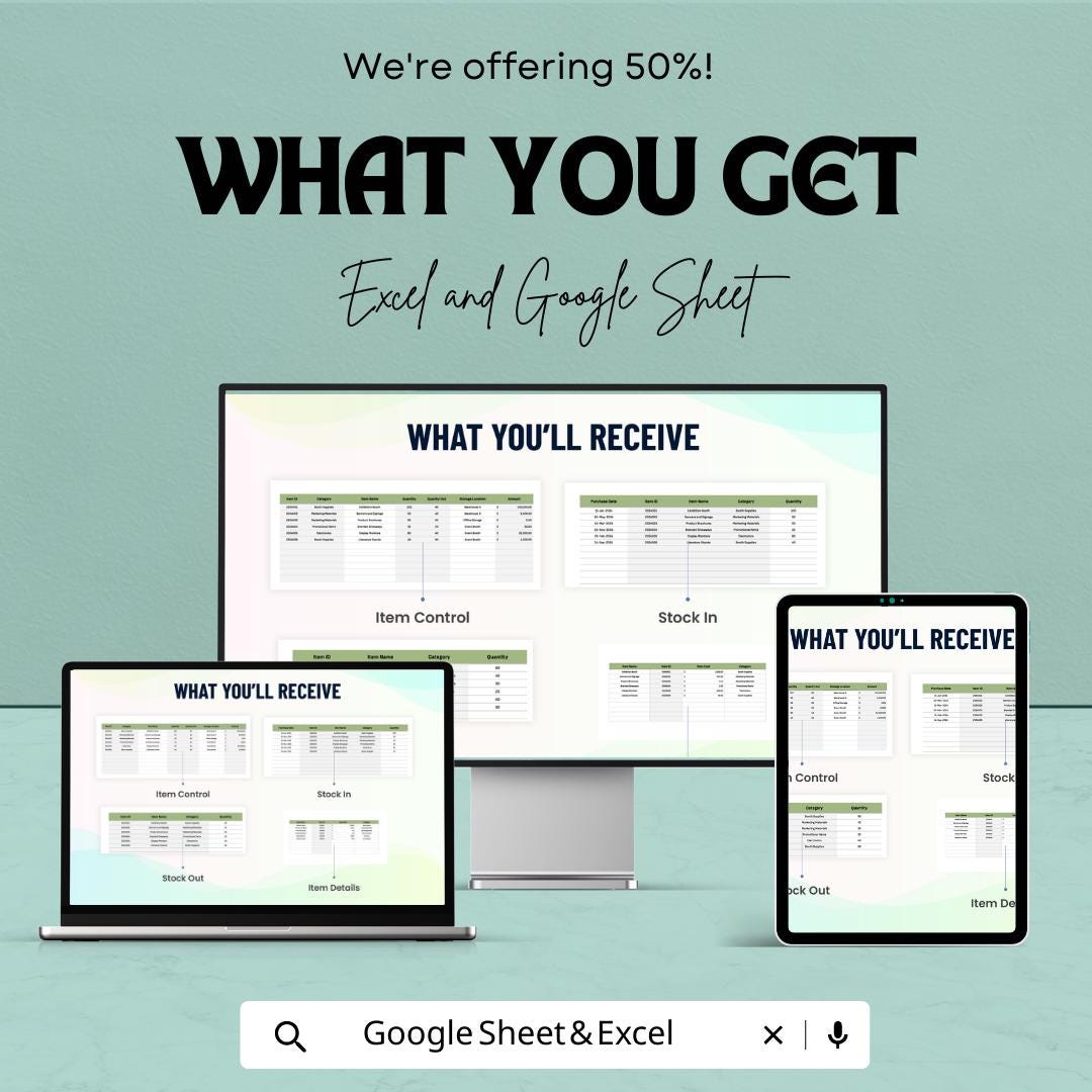 Sales Trade Show Inventory List Template  | Event Inventory Tracker | Booth Inventory Spreadsheet | Trade Show Stock List