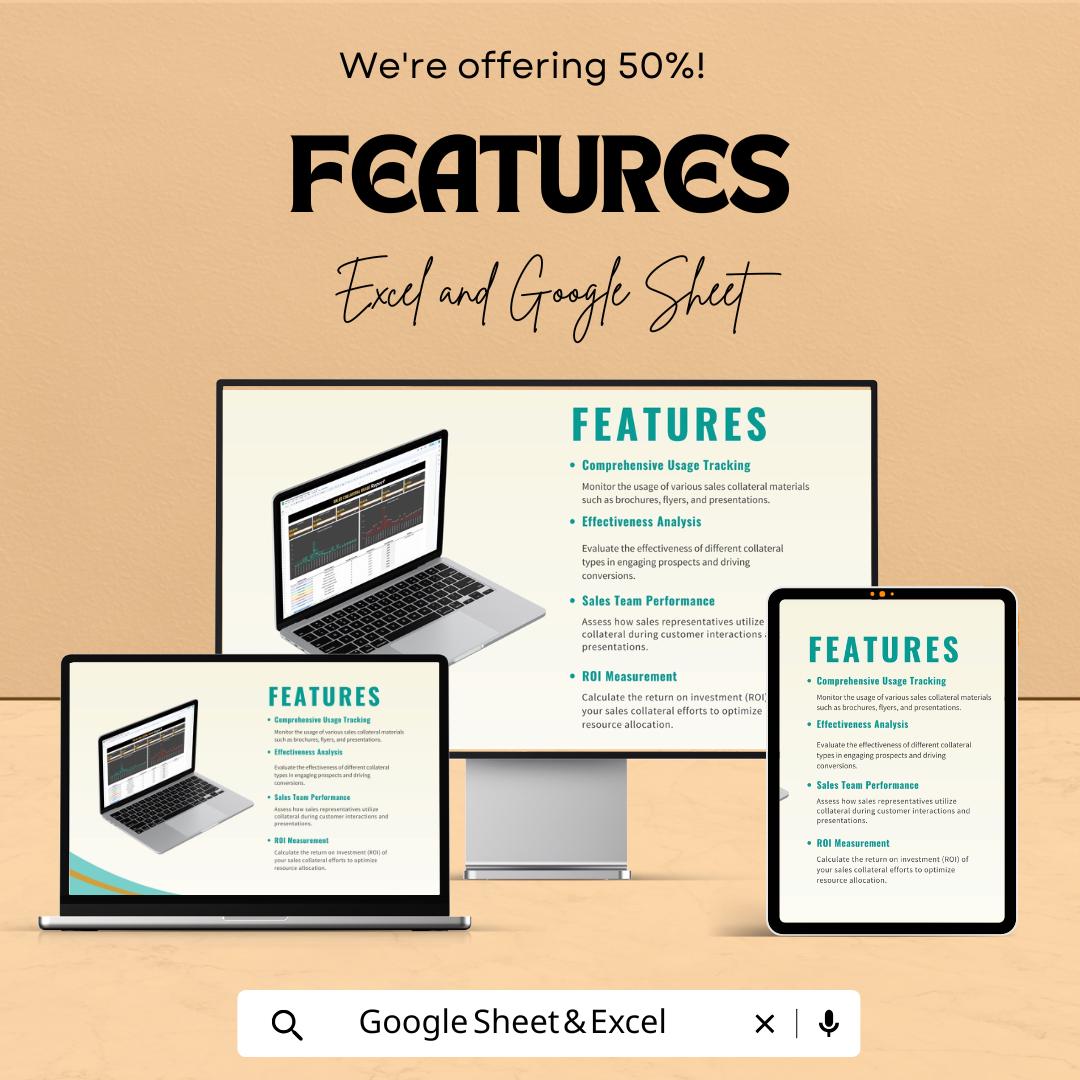 Sales Collateral Usage Report Template | Marketing Material Tracking Tool | Usage Analysis and ROI Report