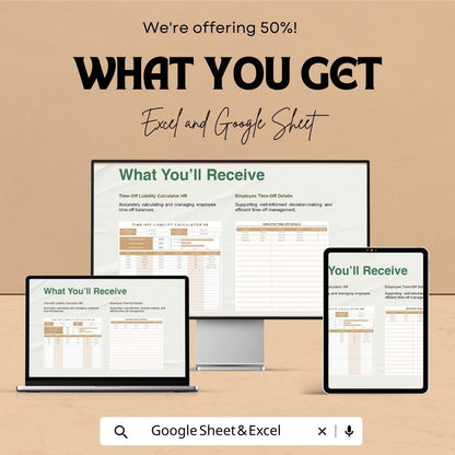 Time-Off Liability Calculator HR Sheet | Excel and Google Sheets Template | Track Employee Time-Off & Liabilities | 50% OFF