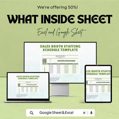 Sales Booth Staffing Schedule Template | Event Staff Planner | Trade Show Staffing Schedule | Excel & Google Sheets