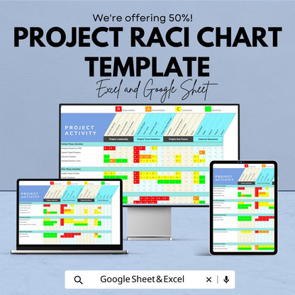 Project RACI Chart Template | Responsibility Matrix | Project Management Tool | Excel & Google Sheets