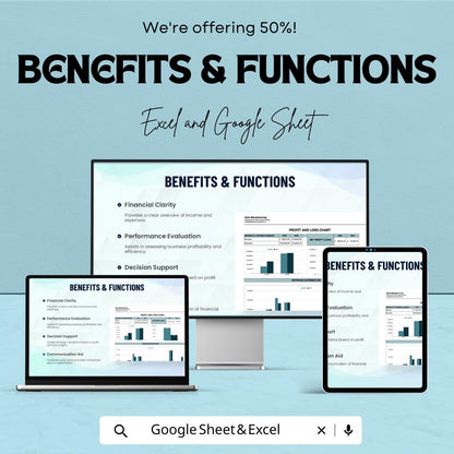 Profit and Loss Chart Template - Track Income and Expenses for Business - Excel & Google Sheet