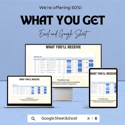 Financial Procedure Tracking Sheet | Excel & Google Sheets | Monitor and Optimize Financial Procedures | Customizable | Instant Download