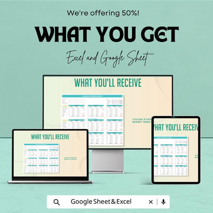 College Student Budget Template | Google Sheets Budget Planner | Excel Budget Spreadsheet | Student Expense Tracker | Monthly Finance