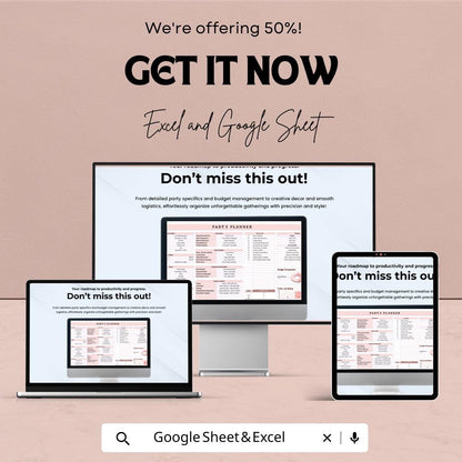 Party Planner Sheet | Event Planning Template | Budget Tracker | Excel & Google Sheets | Party Organizer
