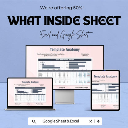 Sales Inventory and Tracker Sheet | Excel and Google Sheets | Inventory Management Spreadsheet | Track Product Sales, Stock, and Profit