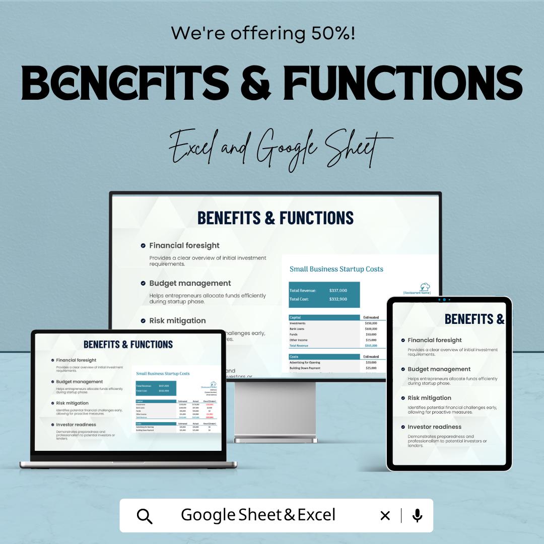 Small Business Startup Costs Template | Startup Budget Spreadsheet | Business Expense Tracker | Excel & Google Sheets | Financial Planning