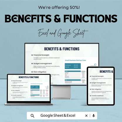 Small Business Startup Costs Template | Startup Budget Spreadsheet | Business Expense Tracker | Excel & Google Sheets | Financial Planning