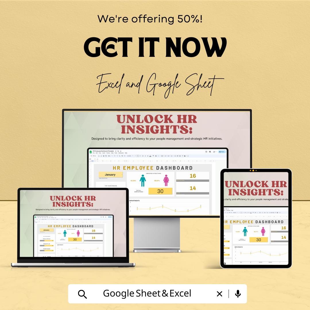 HR Employee Dashboard - Track Employee Performance, Attendance & Progress | Excel and Google Sheet | HR Management Tool