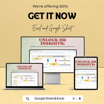 HR Employee Dashboard - Track Employee Performance, Attendance & Progress | Excel and Google Sheet | HR Management Tool