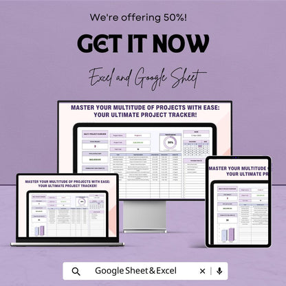 Multiple Project Tracker Sheet | Project Management Template | Task Tracking | Budgeting | Resource Allocation | Project Overview