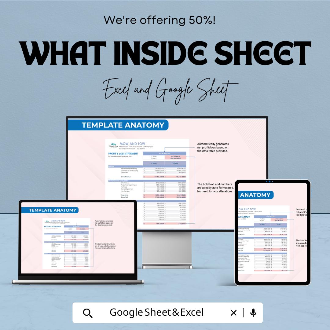 Landscaping Business Profit and Loss Template | Landscaping Financial Report | Small Business Income and Expense Template