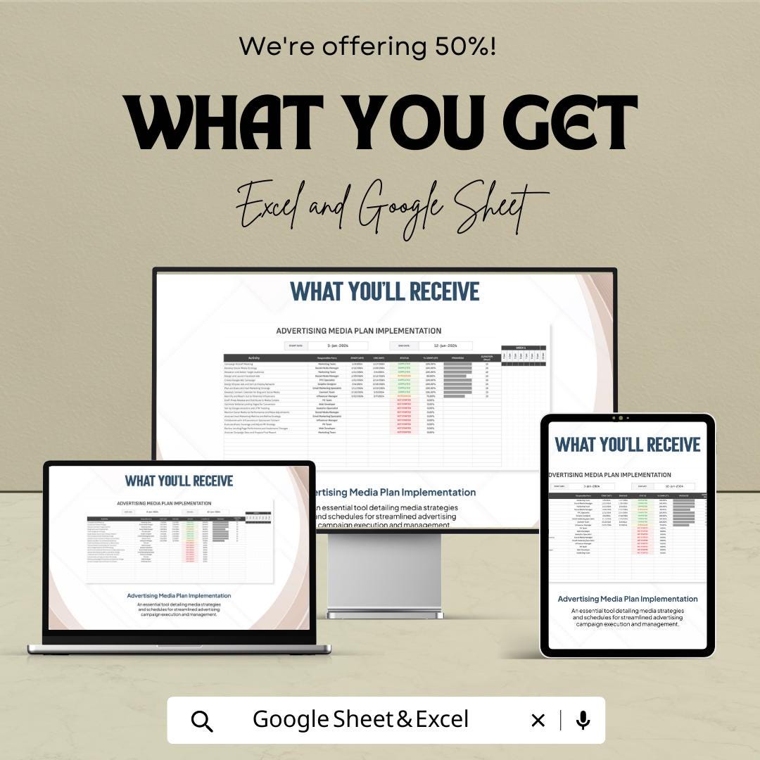 Advertising Media Plan Template | Marketing Campaign Planner | Media Schedule Tracker | Advertising Campaign Planner | Marketing Timeline