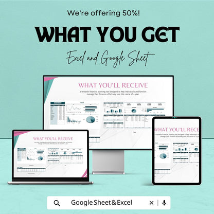 Yearly Budget Template | Excel & Google Sheets | Annual Budget Planner with Dashboard | Personal Finance Spreadsheet