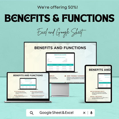 Benefits Calculator Template | Compensation Calculator | Employee Benefits Breakdown Tool | Salary & Benefits Summary Spreadsheet