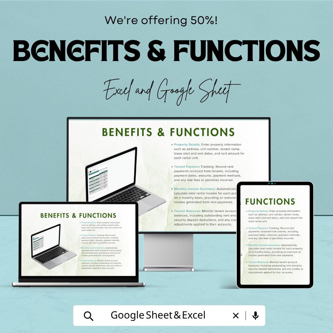 Rent Income Ledger Template | Rental Income Tracker Spreadsheet | Landlord Accounting Sheet | Excel & Google Sheets | Property Income