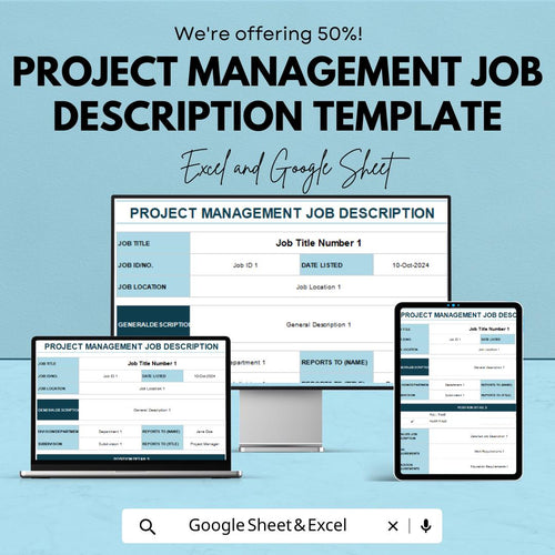 Project Management Job Description Template | Editable Job Description | PM Role Template | Job Duties and Responsibilities