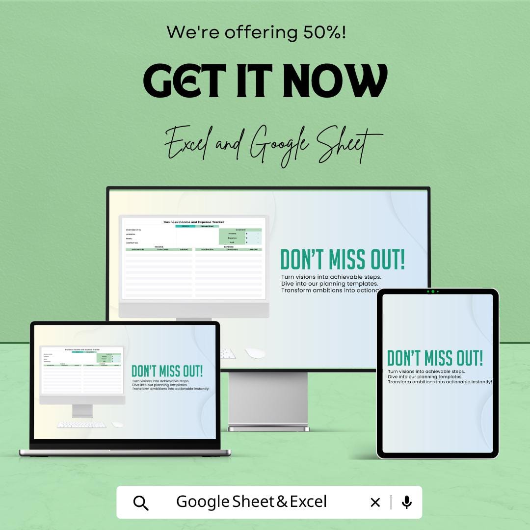 Business Income and Expense Tracker Template | Excel & Google Sheets | Small Business Finance, Monthly Income Expense Spreadsheet