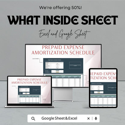 Prepaid Expense Amortization Schedule Template | Expense Tracking Excel | Accounting Spreadsheet | Business Finance Template