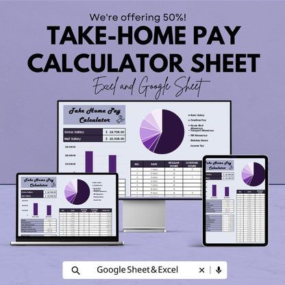 Take-home Pay Calculator Sheet | Tax Deduction Calculator | Excel & Google Sheet | Payroll Management | Instant Calculation