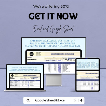 Marketing Exhibitor Cost Analysis Template, Trade Show Budget Spreadsheet, Event Expense Tracker, ROI Calculator