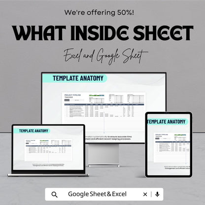 Project Pipeline Tracker Template | Project Management Spreadsheet | Task & Progress Tracker sheet | Project Status Dashboard