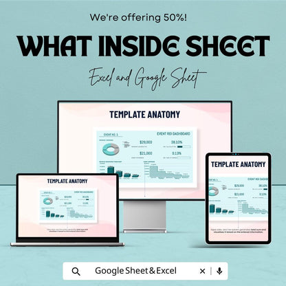 Sales Networking Event ROI Calculator Sheet - Excel and Google Sheets Template for Event Planning, Performance Metrics, & Cost Tracking