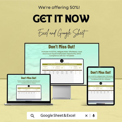 Equal Employment Opportunity EEO Compliance Tracker Hr Template | EEO Monitoring Spreadsheet | HR Compliance Dashboard | Excel Google Sheets