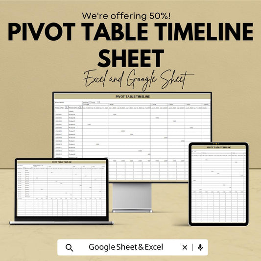 Pivot Table Timeline Sheet | Google Sheets | Data Trends Dashboard | Automated Pivot Report | Sales & KPI Tracker | Editable Template