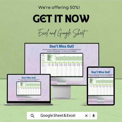 Advertising Media Spend Allocation Chart Template | Excel and Google Sheets | Marketing Budget Planner | Media Spend Tracker | Ad Budget