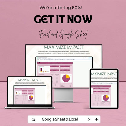 Benefit Statement Dashboard - Excel and Google Sheet | Employee Benefits Tracking & Analysis | Company Benefits Dashboard Template