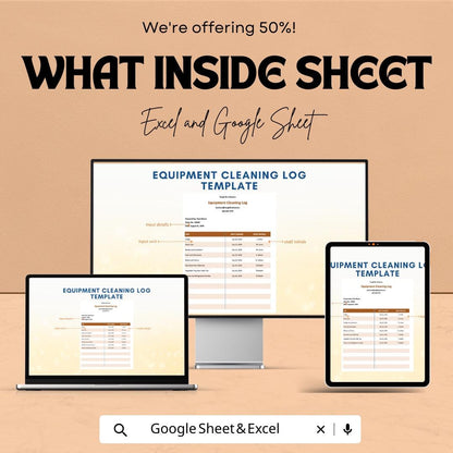 Equipment Cleaning Log Template | Google Sheets & Excel | Cleaning Schedule | Maintenance Tracker | Digital Logbook